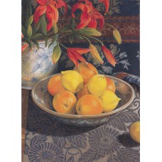 WATERMARK GREETING CARD LILIUMS LEMONS & INDIGO CLOTH